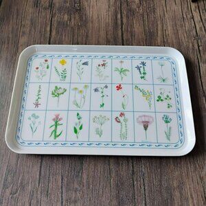 Vintage Italian Botanical Melamine Tray, 18" Floral Design Imports Made in Italy